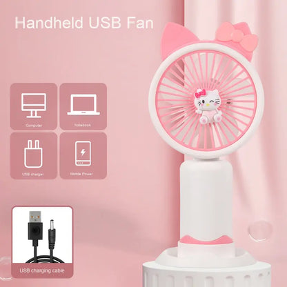 Cartoon portable handheld charging fan