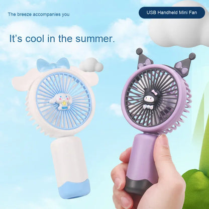 Cartoon portable handheld charging fan