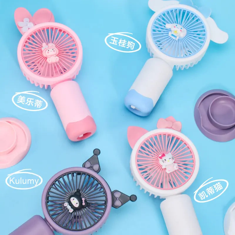 Cartoon portable handheld charging fan